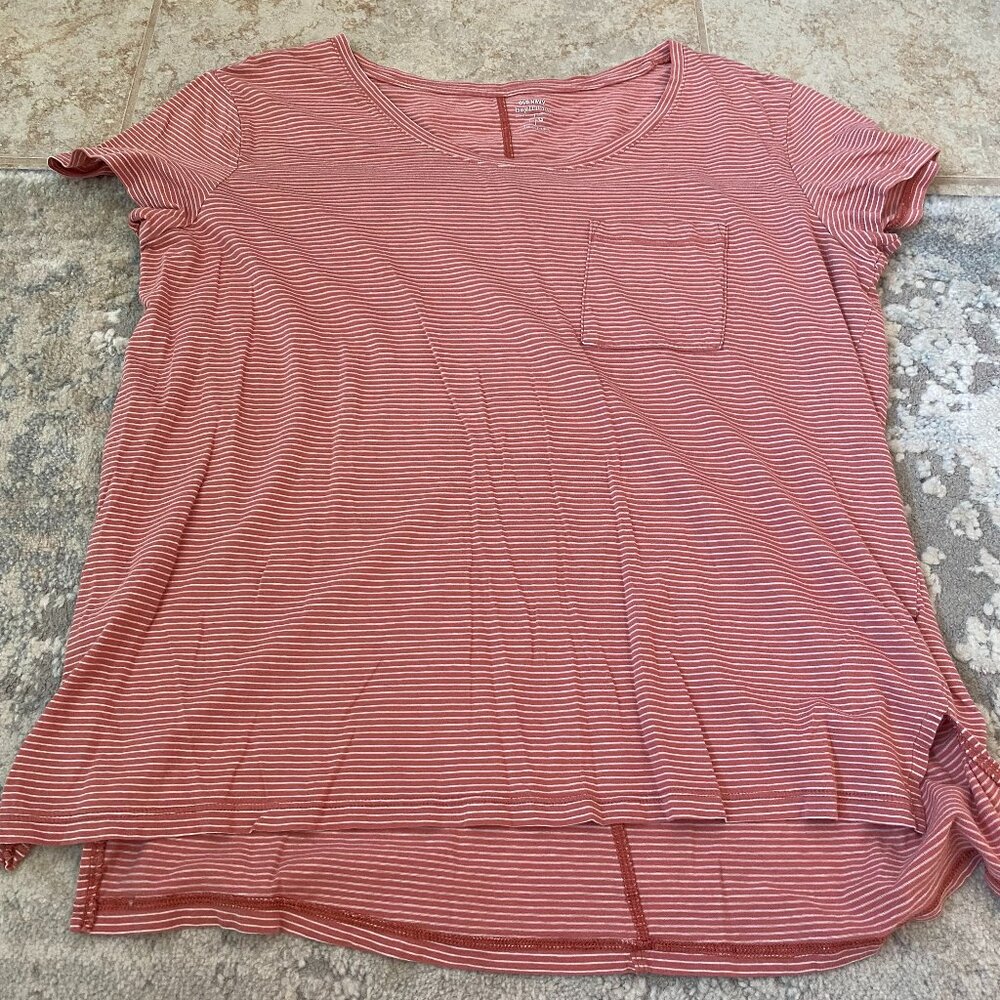 Old Navy Women's Short Sleeve Tee - Red Striped
